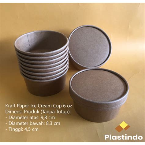 Jual Kraft Paper Ice Cream Cup 6 Oz Isi 25 Pcs TANPA TUTUP Es Krim