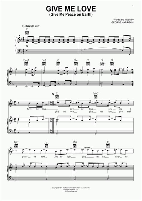 Give Me Love Piano Sheet Music | OnlinePianist