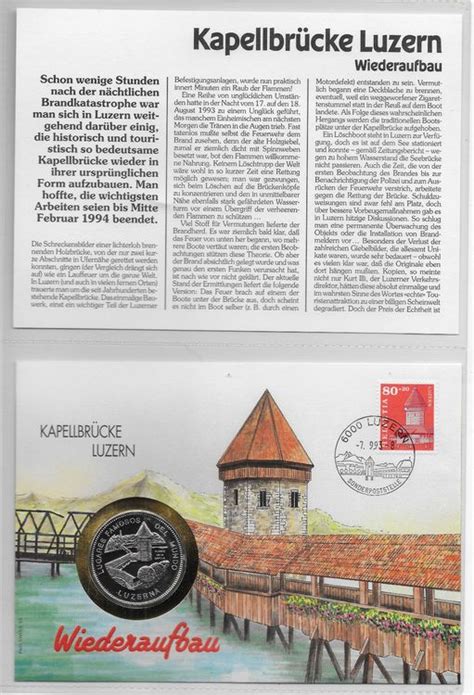 Numisbrief Kapellbr Cke Luzern Wiederaufbau Ab Kaufen Auf