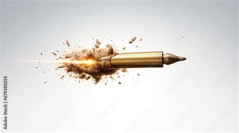 Bullet in slow motion, leaving a trail of fire, smoke and debris behind ...