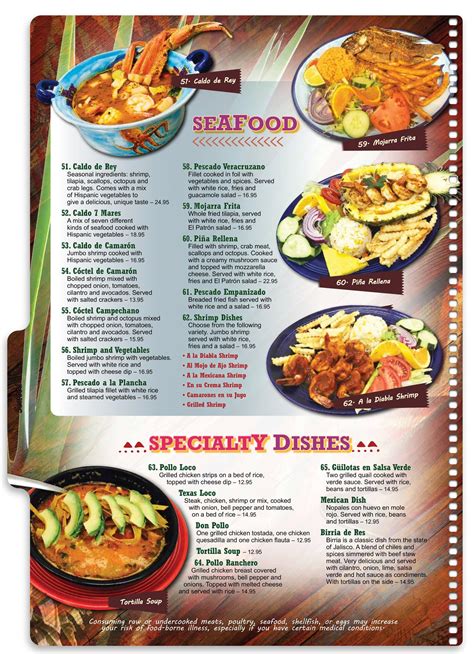 El Patron Mexican Grill And Cantina Menus In Pensacola Florida United