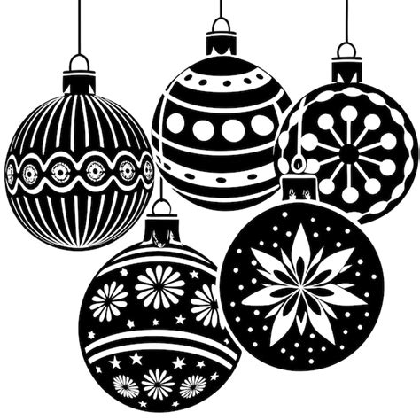 A black and white picture of a christmas tree and balls | Premium AI ...