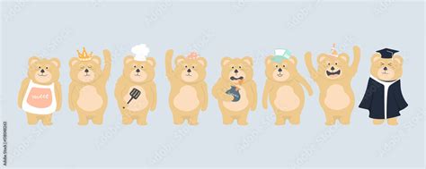 Cartoon collection of bear standing design, Vector illustration. Stock ...