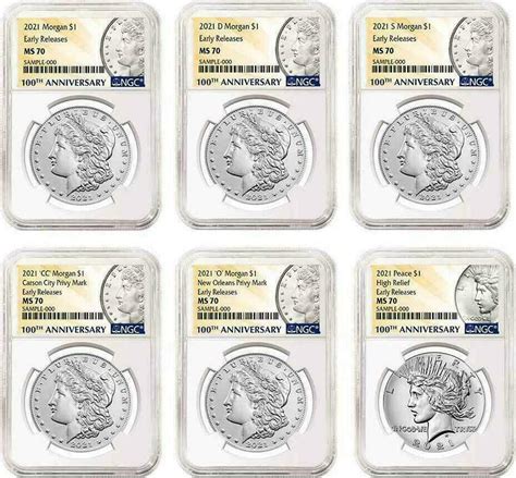 Dollar 2021 Morgan And Peace Silver 6 Coin Set Ngc Ms70 Early Releases Ma Shops