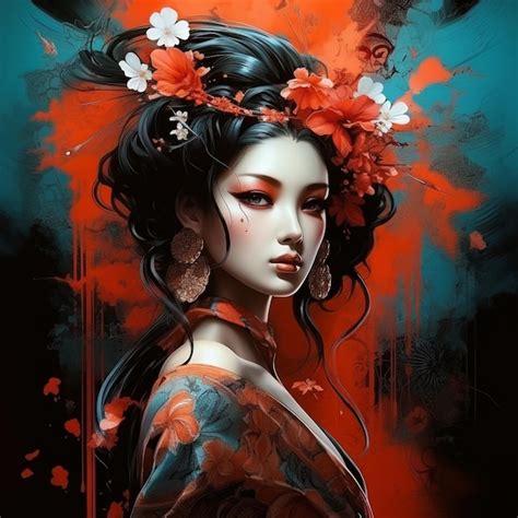 Japanese Geisha Premium AI Generated Image