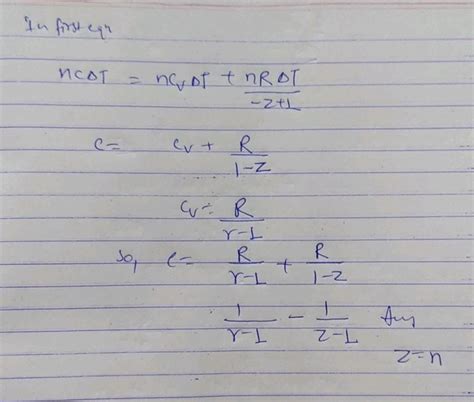 An Ideal Gas Undergoes A Polytropic Given By Equation Pvn Constant