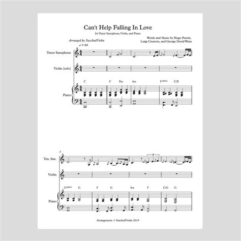 Can't Help Falling In Love Lead Sheet