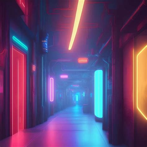 Premium Ai Image Gaming Hallway Cyberpunk Futuristic Scene