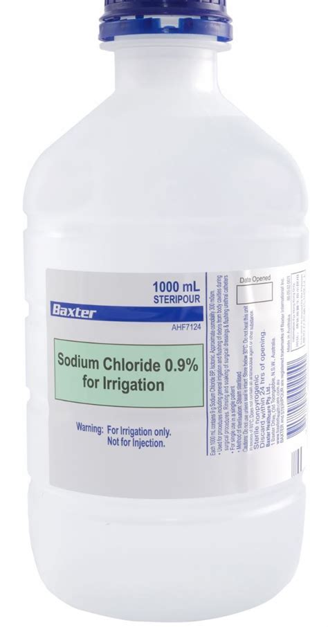 Sodium Chloride 0 9 Irrigation Solution Steripour 1000ml Ahf7124