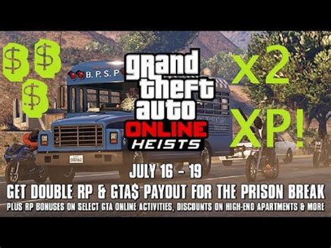 Gta Online Double Cash Rp Prison Break Heist Weekend Money Guide