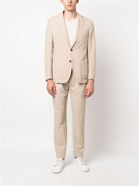 Eleventy Seersucker Single Breasted Suit Farfetch