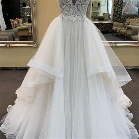 Sassy Wedding White Tulle Lace Custom Size Long Prom Dress Ruffles