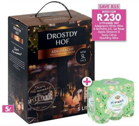 Drostdy Hof Adelpracht White Wine 5L J C Le Roux Apple Blossom