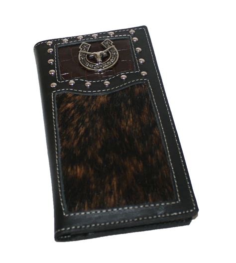 Mens Western Wallet Genuine Leather Tall Bi Fold Rodeo Cowboy Brown