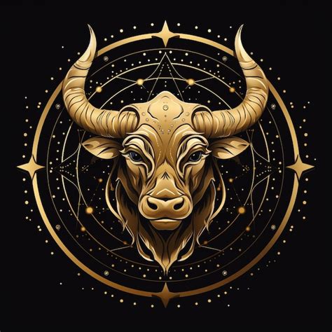 Awesome Logotipo De Un Símbolo Del Zodiaco Tauro Línea De Arte Oro Y