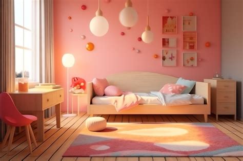 Premium Ai Image Modern Child Bedroom Interior Design In House With