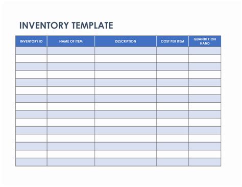 Inventory Chart Template