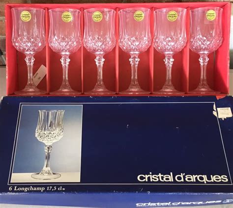 Cristal D Arques Longchamp Wine Glasses Vintage Item Brand Etsy