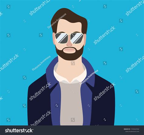 Portrait Handsome Man Beard Wearing Glasses Stock Illustration 1725942592