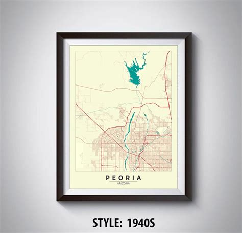 Map of Peoria, AZ Peoria Map Peoria Poster Office Décor Wall Art Travel ...