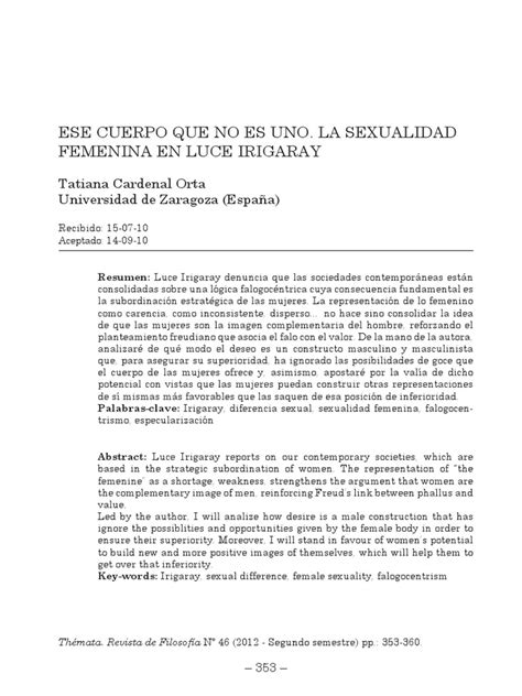 La Sexualidad Femenina En Luce Irigaray Pdf Mujer La Sexualidad Humana