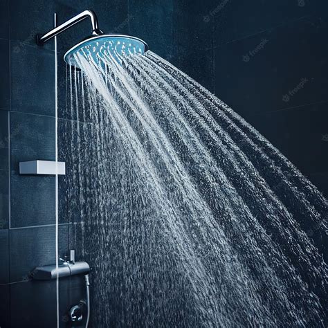 Premium Photo Water Pouring From Shower Head In Dark Bathroom D