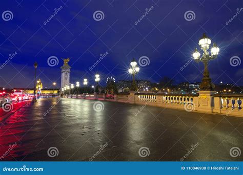 Night View of Pont Alexandre III, Paris Stock Photo - Image of pont ...