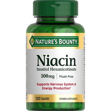 Natures Bounty Flush Free Niacin 500 Mg Capsules For Energy Metabolism