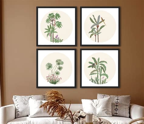 Buy Jade Tropical Tree Artistic Set Of Wall Frame Square Black