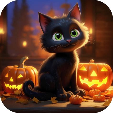 Cat With Jack O Lanterns Black Cat Pumpkins Halloween Magnet Etsy