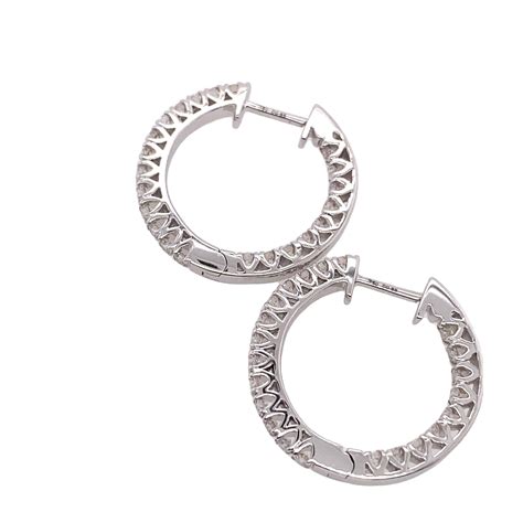 088ct Round Diamond Hoop Earrings In 18ct White Gold For Sale At 1stdibs