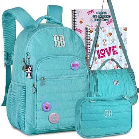 Kit Mochila Escolar Rebecca Bonbon Rb Infantil Feminina Lancheira E