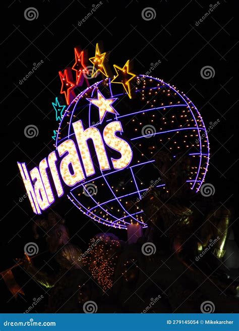 Harrah s Neon Sign editorial stock image. Image of destination - 279145054