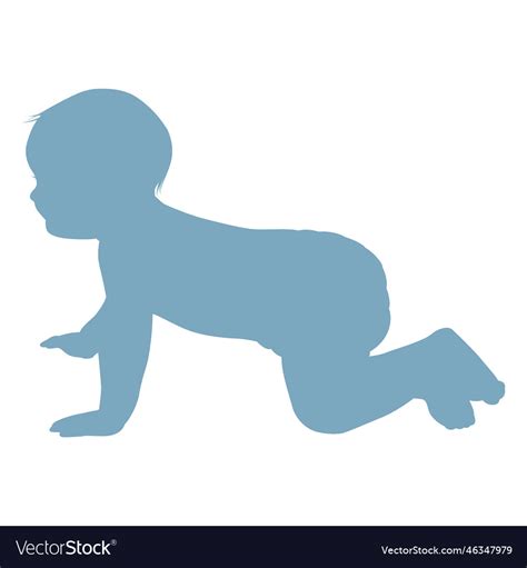 Baby crawling silhouette Royalty Free Vector Image