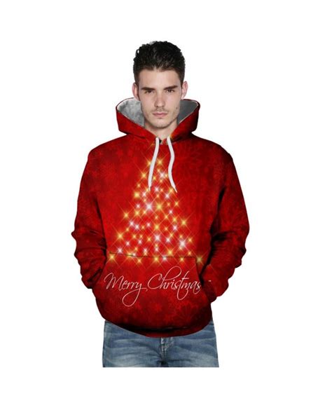 Bright Christmas Tree Men Women 3d Red Sweatshirts Hoodies Funny Santa