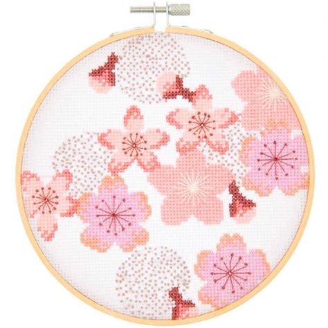 Kit Broderie Point De Croix Fleurs De Cerisier Rico Design