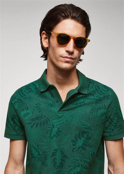 Palm Print Polo Shirt Men Mango Man Usa