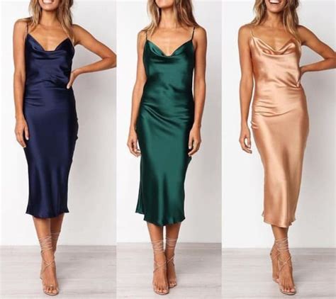 Women Bridesmaid Satin Silky Slip Bias Dress Cowl Neck Top Etsy