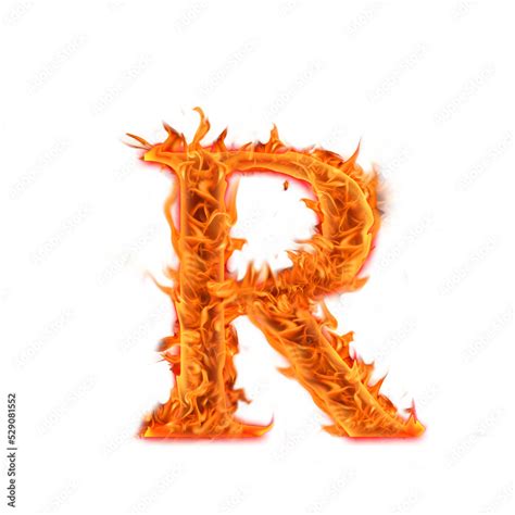 Alphabet Letter R Fire Flames On Transparent Background Realistic