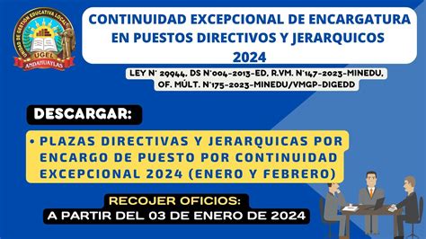 Continuidad Excepcional De Encargatura En Puestos Directivos Y