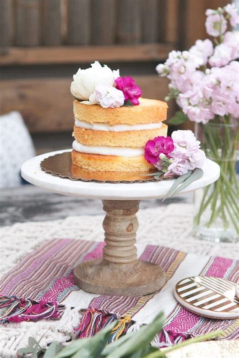 How To Dress Up A Store Bought Naked Cake With Flowers The DIY Playbook