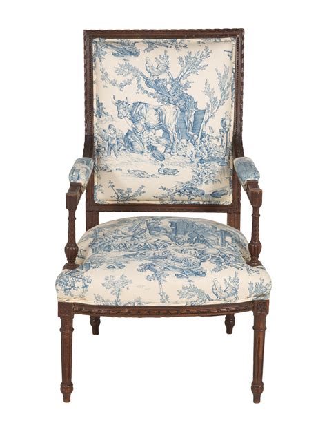 Chair Louis XVI-Style Armchair - Blue Seating, Furniture - CHAIR20292 ...