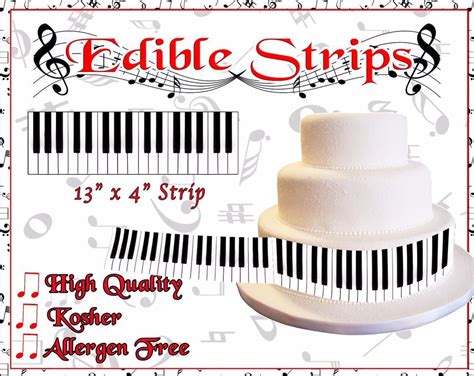 Edible Music Notes Strips For Cakes Sugar Paper Frosting Images Bar