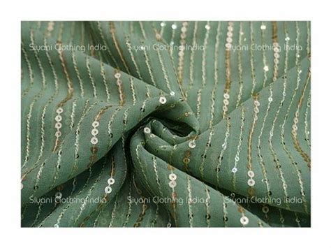 Sea Green Sequins Embroidered Georgette Fabric At Rs 10994 Georgette