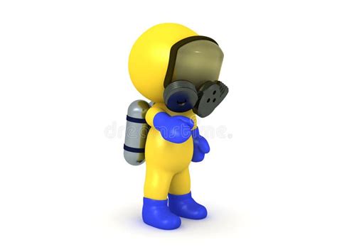 3D Character Wearing Hazmat Suit Extending Hand Stock Illustration