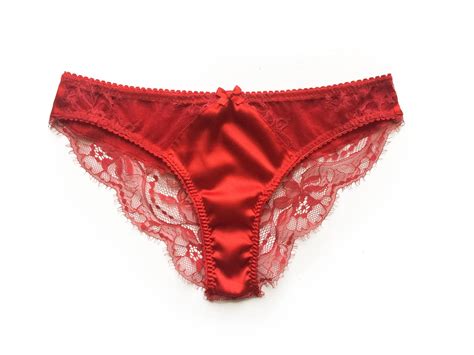 Silk Red Panties Red Lace Panties Lace Brief Red Lingerie