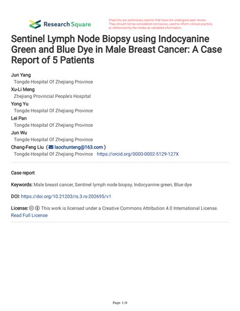 Pdf Sentinel Lymph Node Biopsy Using Indocyanine Green And Blue Dye