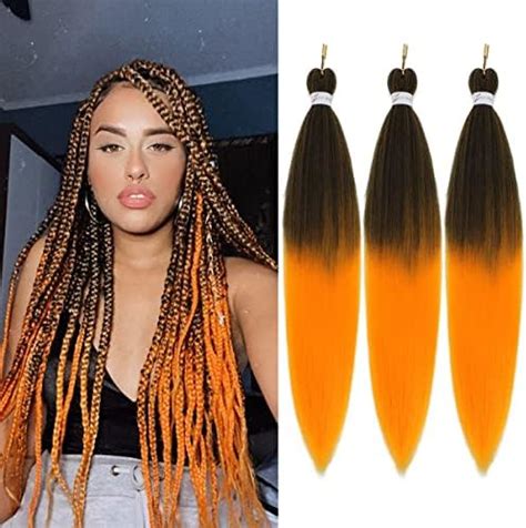 Amazon Ombre Orange Braiding Hair Pre Stretched Easy Braiding