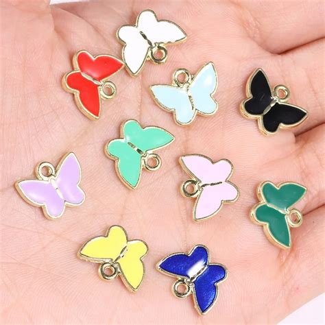 20Pcs Lot 12 10mm Colourful Enamel Drip Oil Mini Cute Butterfly