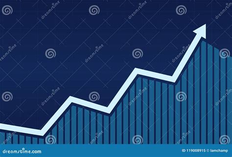 Abstract Financial Bar Chart With Uptrend Line Graph In Blue Color